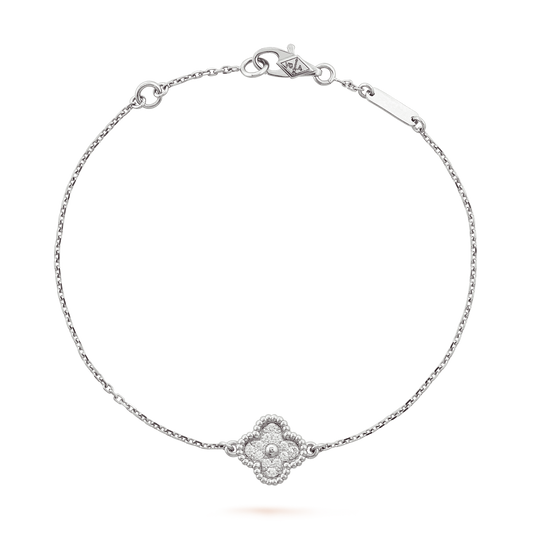 CURB CHAIN VAN CLEEF 1 CLOVER WHITE GOLD