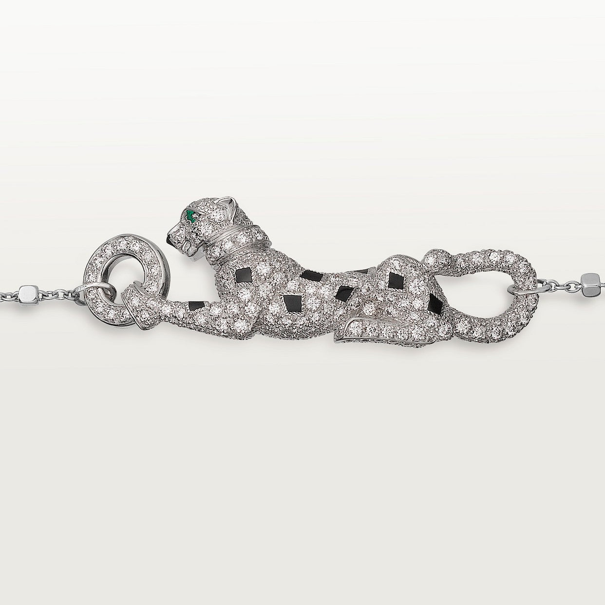 CARTIER PANTHER CURB CHAIN ON WHITE GOLD PAVÉ CHAIN