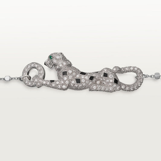 CARTIER PANTHER CURB CHAIN ON WHITE GOLD PAVÉ CHAIN
