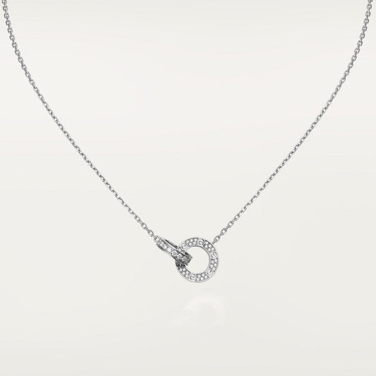 CARTIER DOUBLE PENDANT NECKLACE WITH RHINESTONES LOVE WHITE GOLD