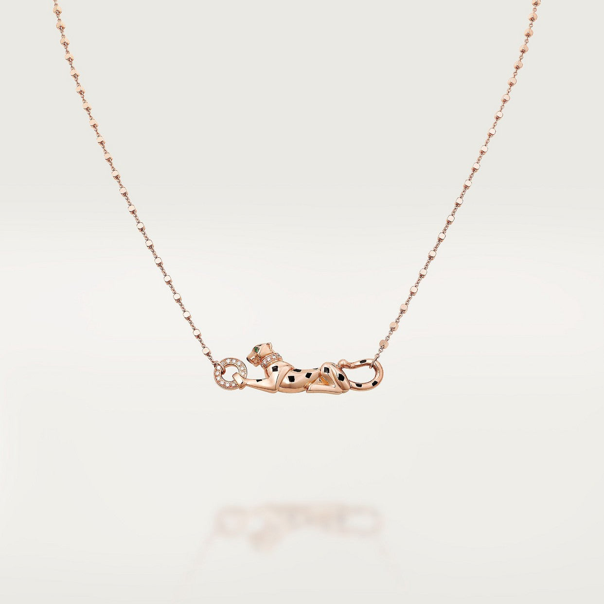 CARTIER PANTHER PENDANT NECKLACE WITH RHINESTONES ROSE GOLD