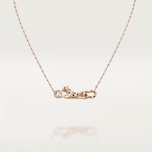 CARTIER PANTHER PENDANT NECKLACE WITH RHINESTONES ROSE GOLD