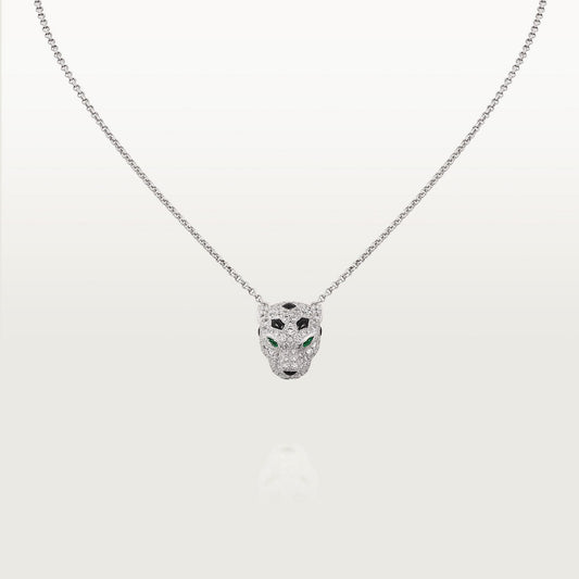 CARTIER PANTHER HEAD NECKLACE WITH GOLD RHINESTONES