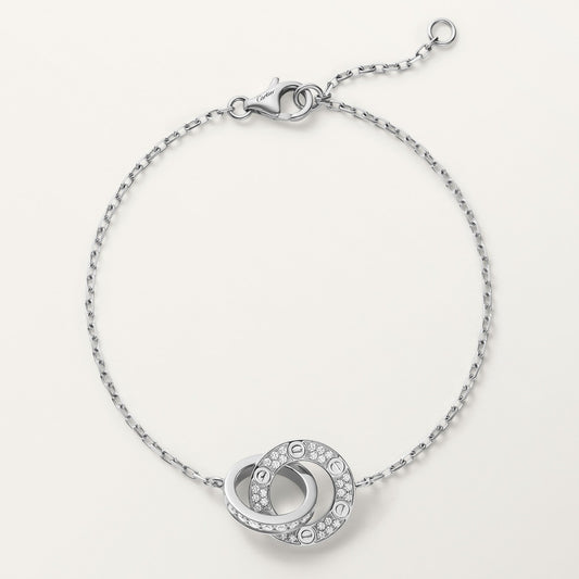 CARTIER LOVE SEMI PAVÉ WHITE GOLD CURB CHAIN