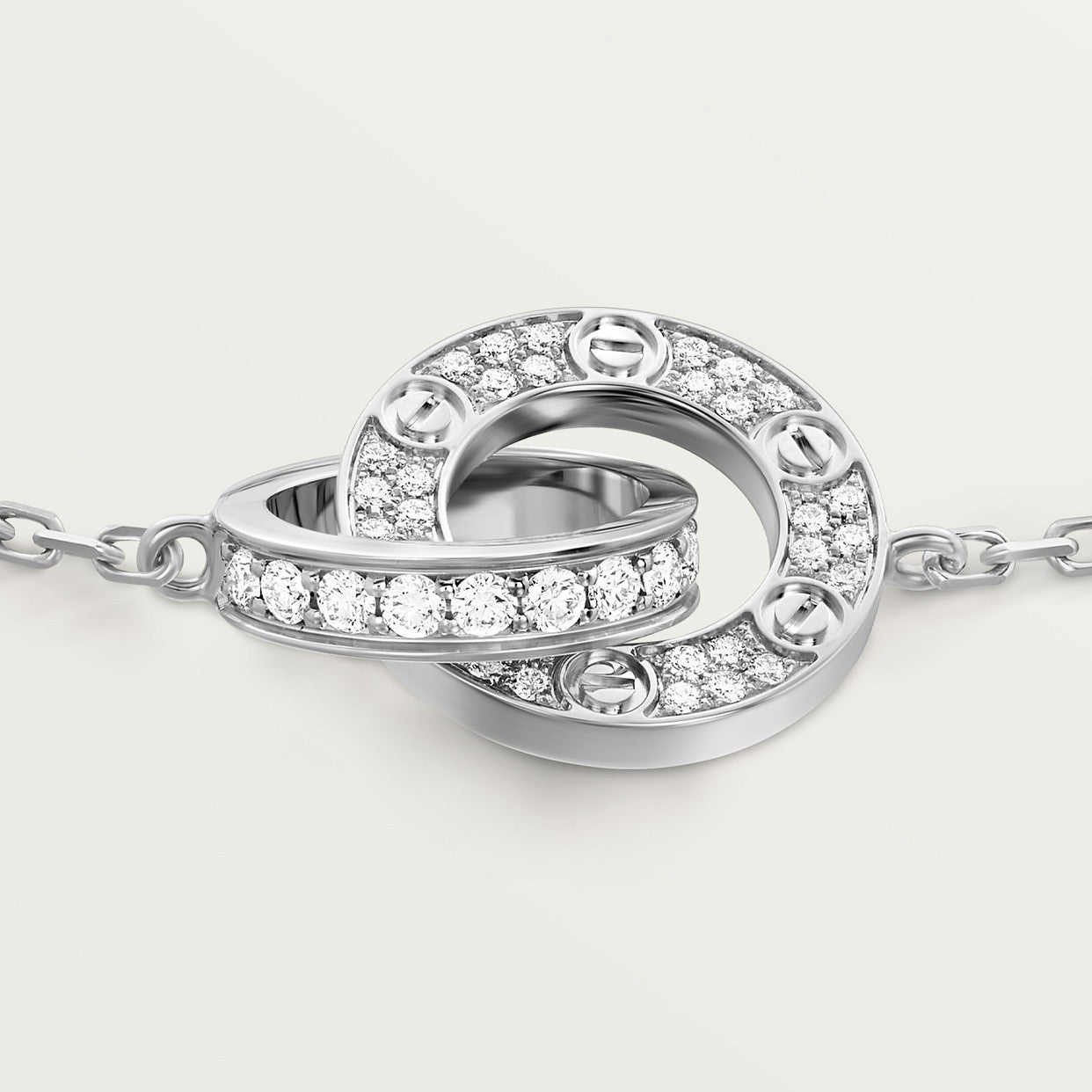 CARTIER LOVE SEMI PAVÉ WHITE GOLD CURB CHAIN