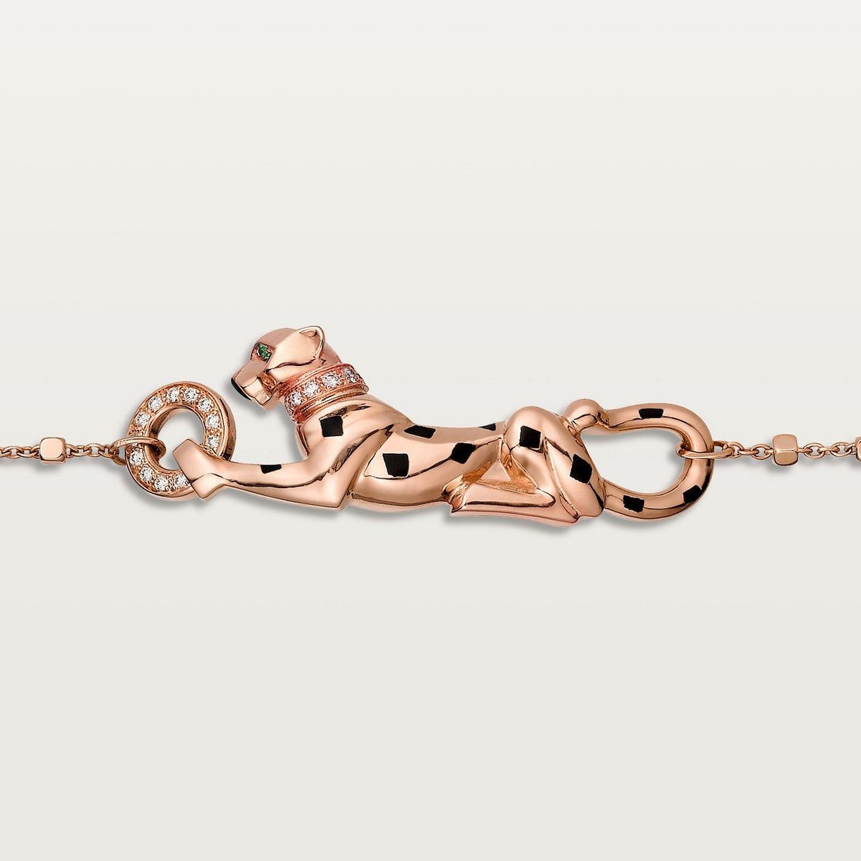 CARTIER PANTHER CURB CHAIN ON ROSE GOLD DIAMOND CHAIN