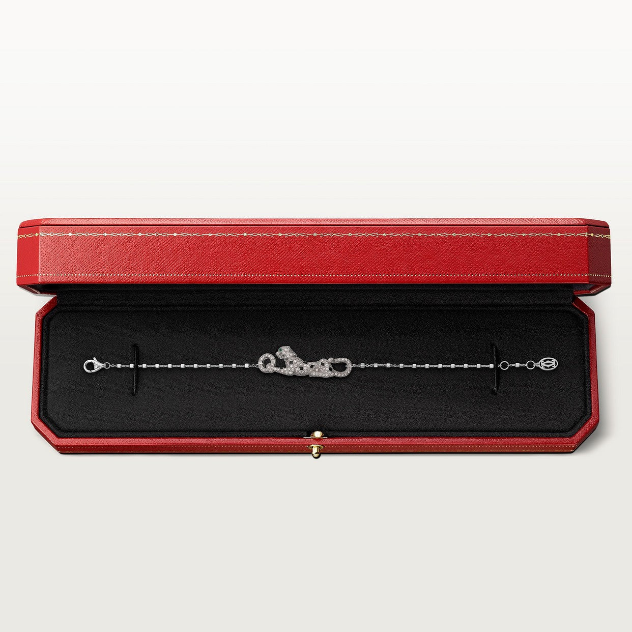 CARTIER PANTHER CURB CHAIN ON WHITE GOLD PAVÉ CHAIN