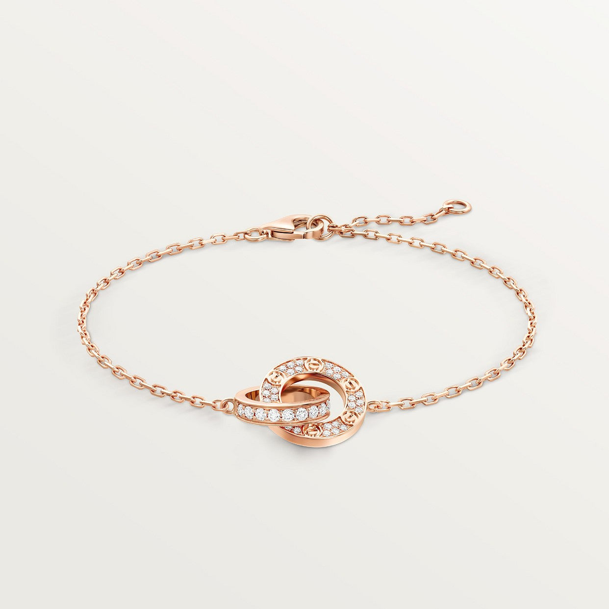 CARTIER LOVE SEMI PAVÉ-ROSE-GOLD CURB CHAIN
