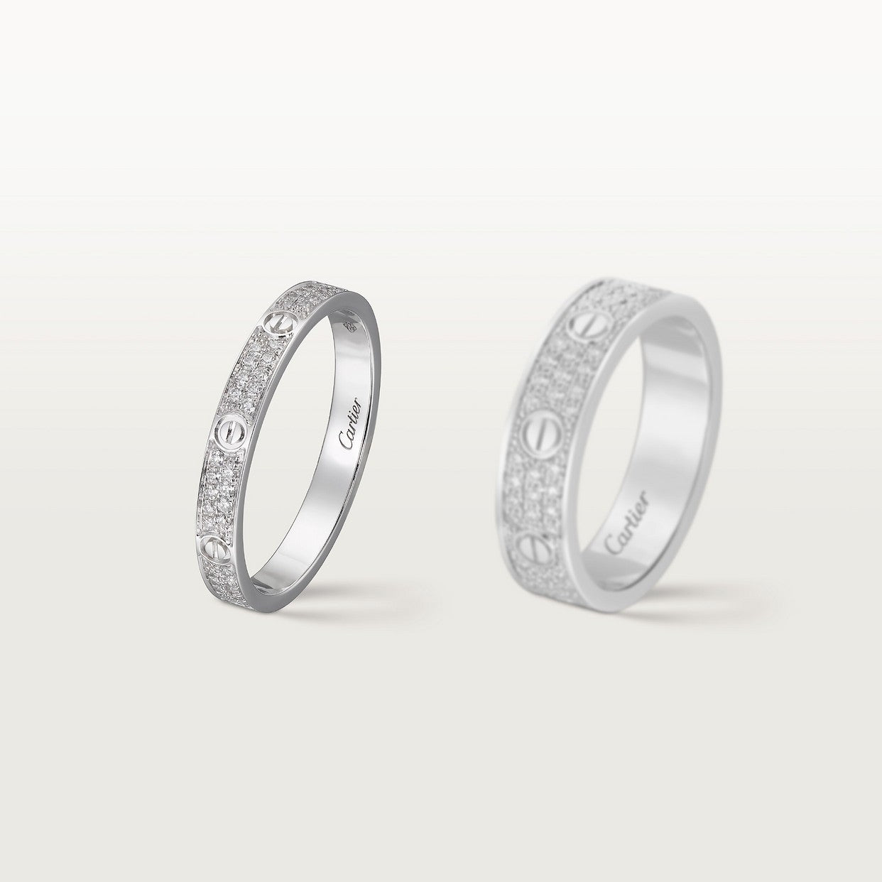 CARTIER LOVE SMALL PAVÉ WHITE GOLD RING
