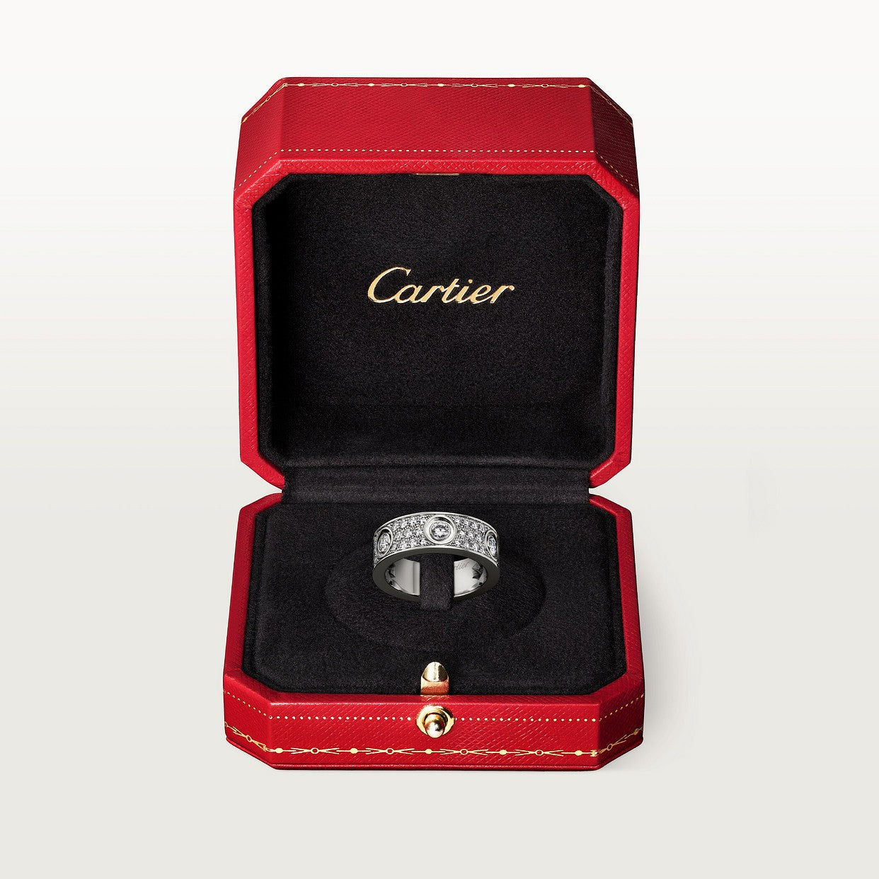 CARTIER LOVE CLASSIC MODEL PAVÉ RING WITH 6 WHITE GOLD DIAMONDS