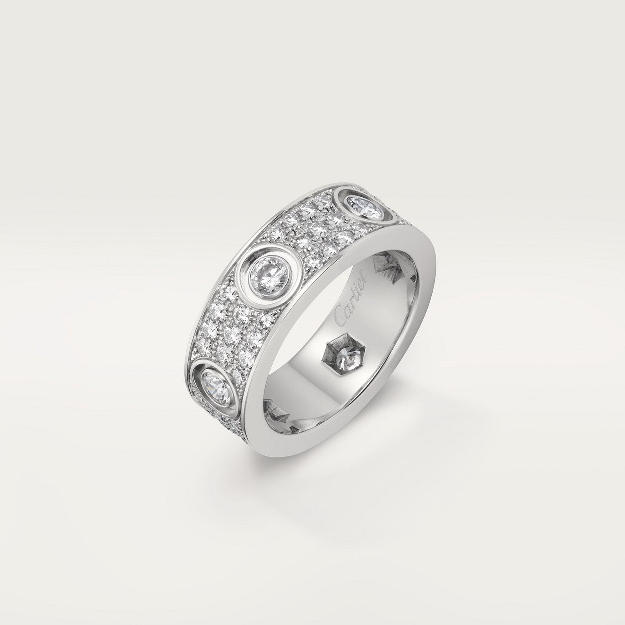 CARTIER LOVE CLASSIC MODEL PAVÉ RING WITH 6 WHITE GOLD DIAMONDS