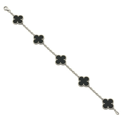 CURB CHAIN VAN CLEEF ALHAMBRA BLACK ONYX WHITE GOLD